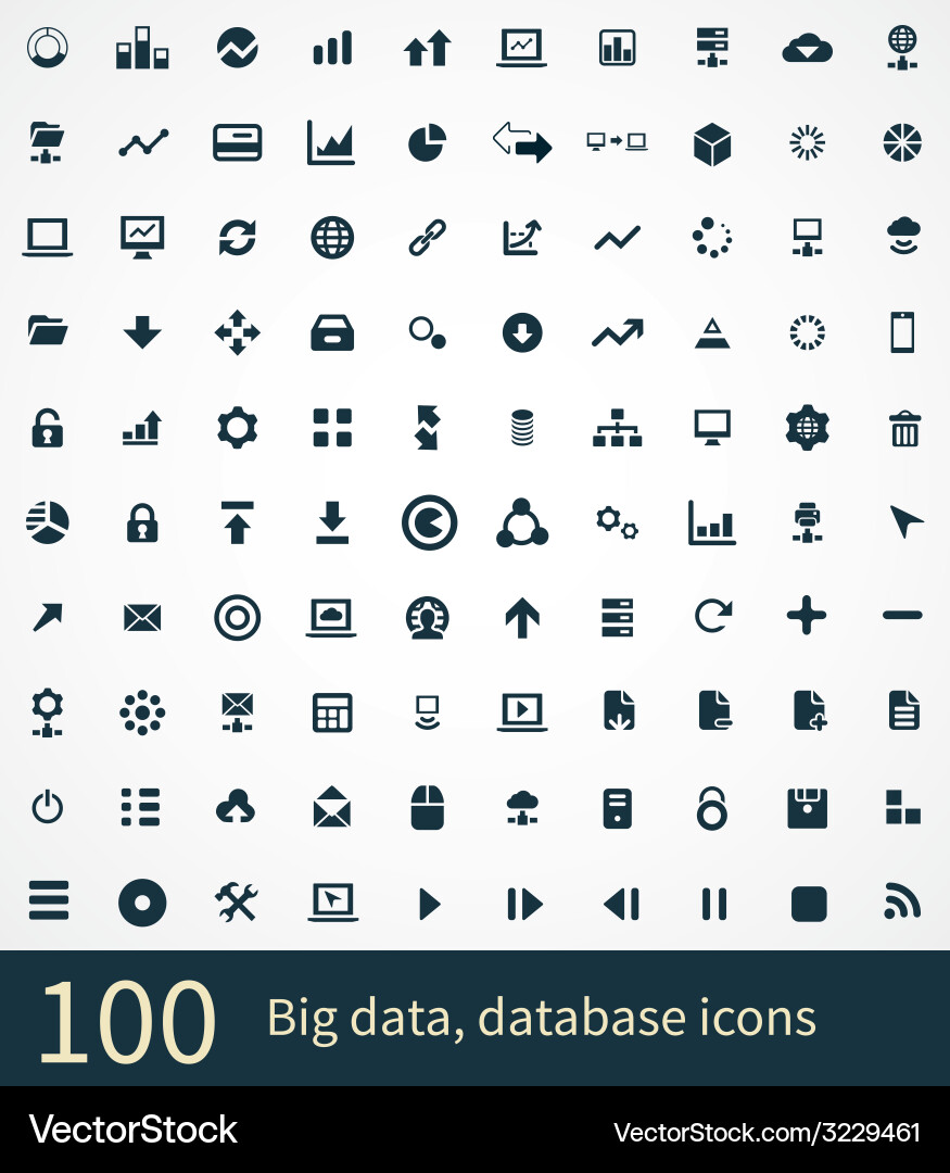 Big Data Icons - Datenbank & Analytics Vektorbild