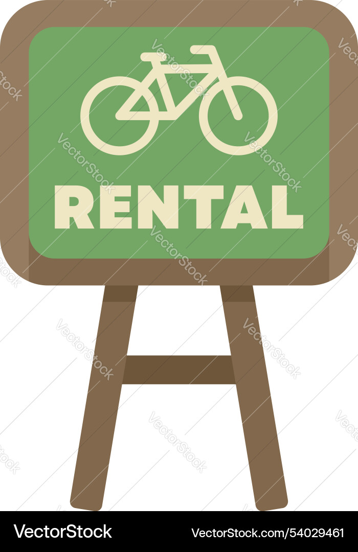 Bike rental sign on wooden stand advertising Bike rental sign on wooden stand advertising vector image