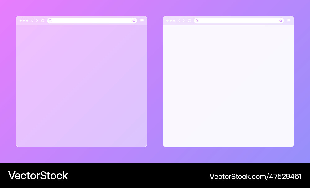 Blank transparent web browser window with toolbar Blank transparent web browser window with toolbar vector image