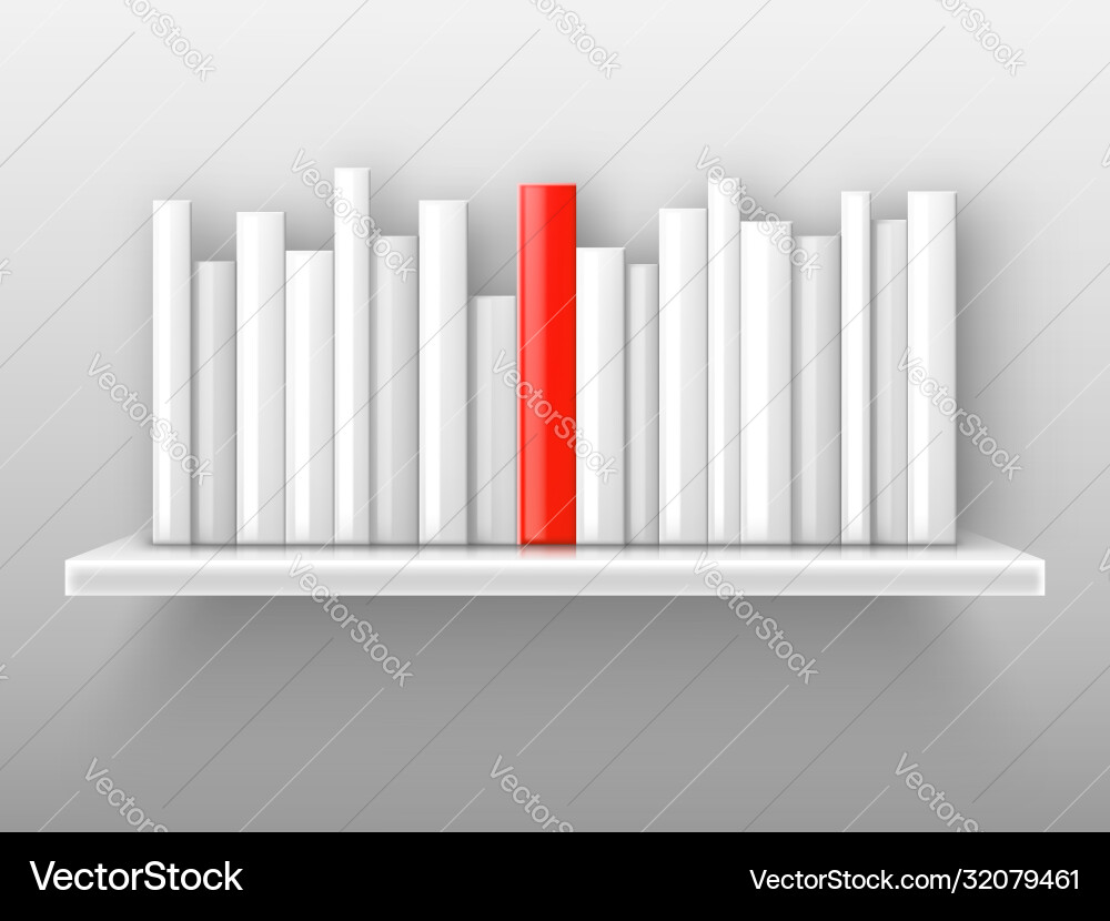 Bookshelf with Red Book Vector Image