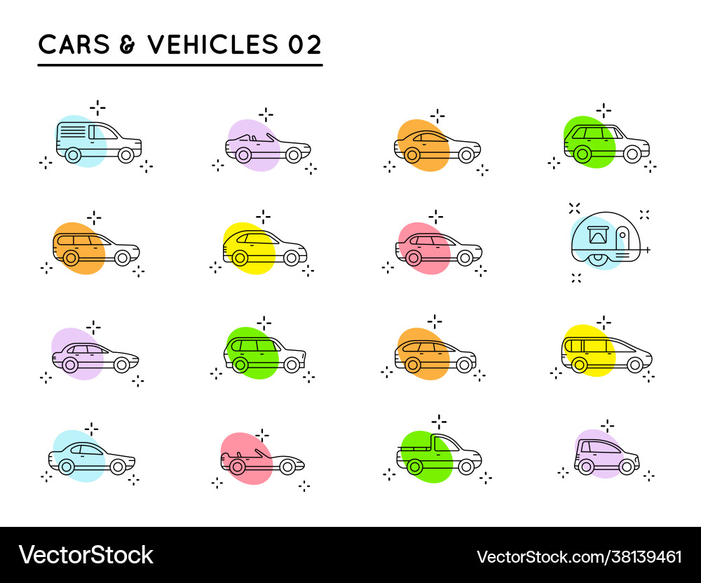 Car icons set with different types Vector Image