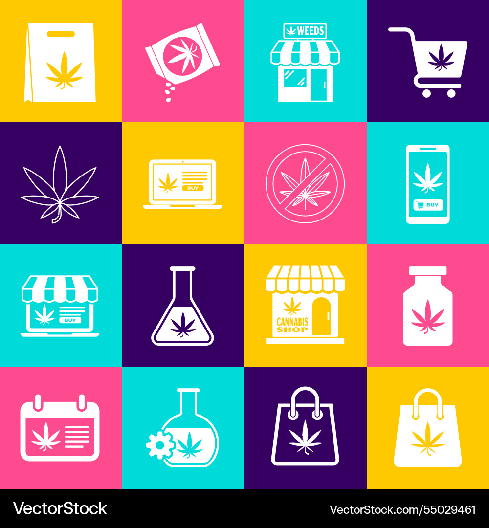 Set Einkaufstasche von Marihuana medizinische Flasche Set Einkaufstasche von Marihuana medizinische Flasche vektorbild