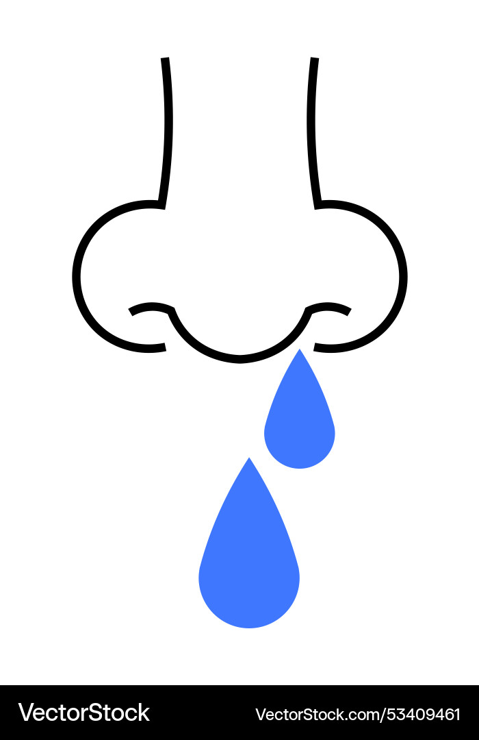 Simple nose with droplets representing runny Simple nose with droplets representing runny Vector Image