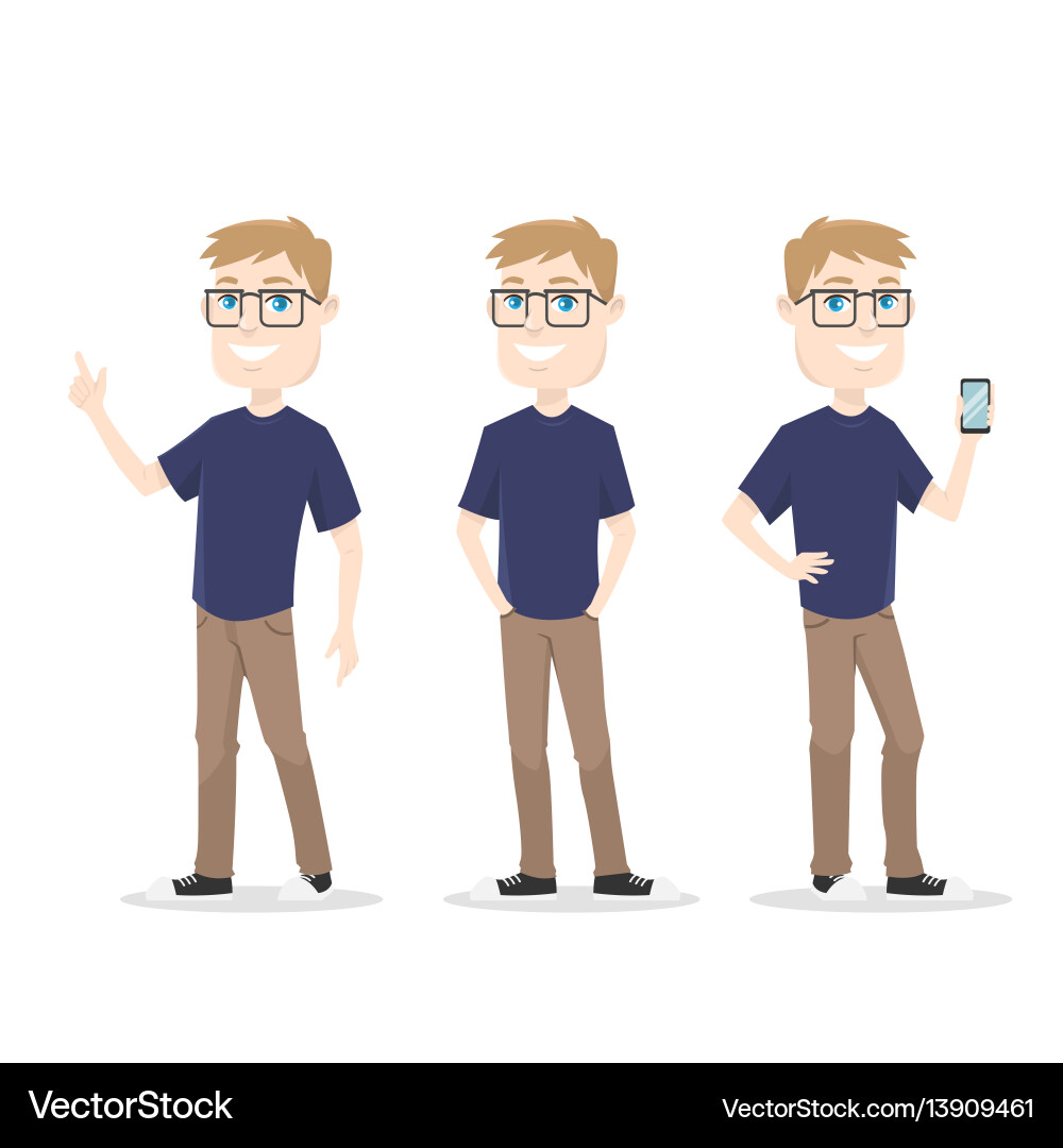Smart IT Guy Character - Nerd Animation vector image