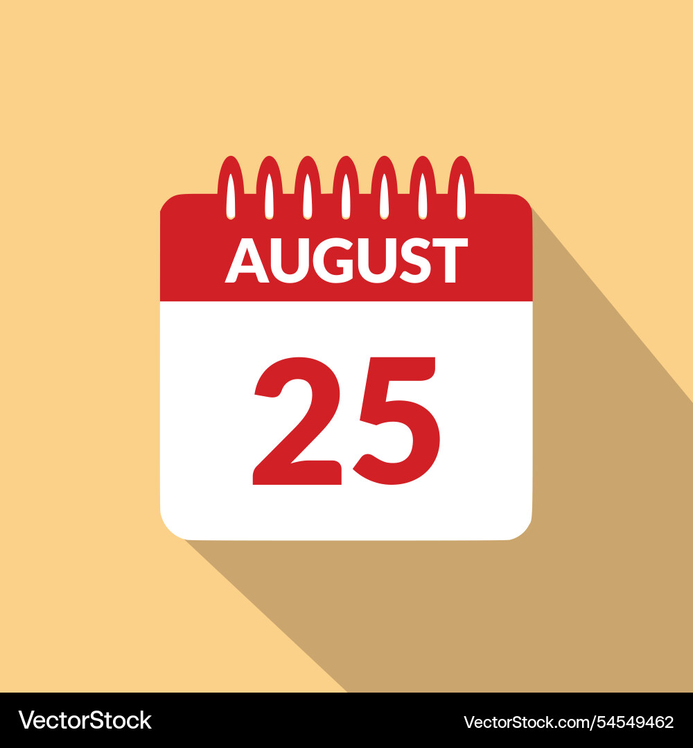 August 25 calendar icon Royalty Free Vector Image
