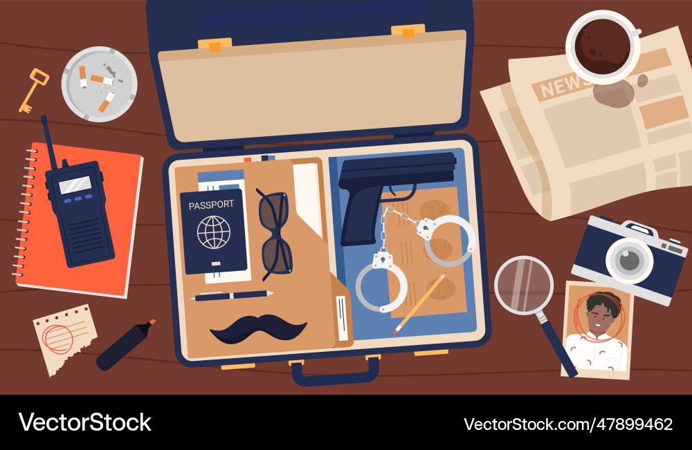 Detective's Open Briefcase Vector Image