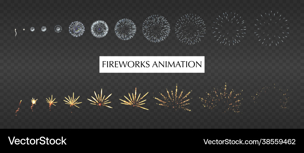 Firework animation transparent set Firework animation transparent set vector image