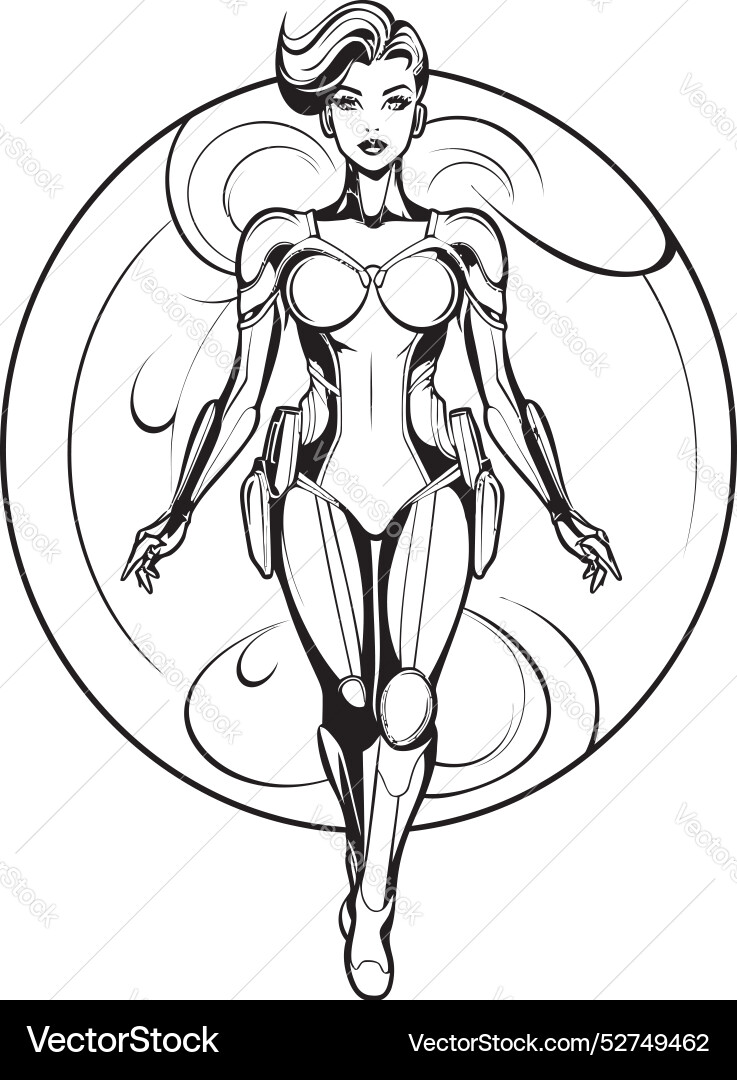 Galactic crusader logo with sci fi heroine Vector Image