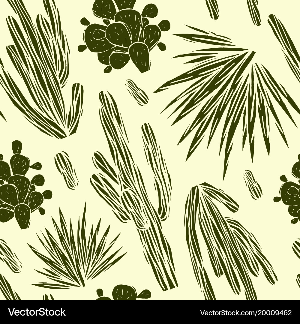 Seamless pattern with the image of cactuses vector image