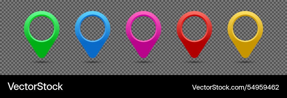 Set of colorful pins and markers for maps vector image