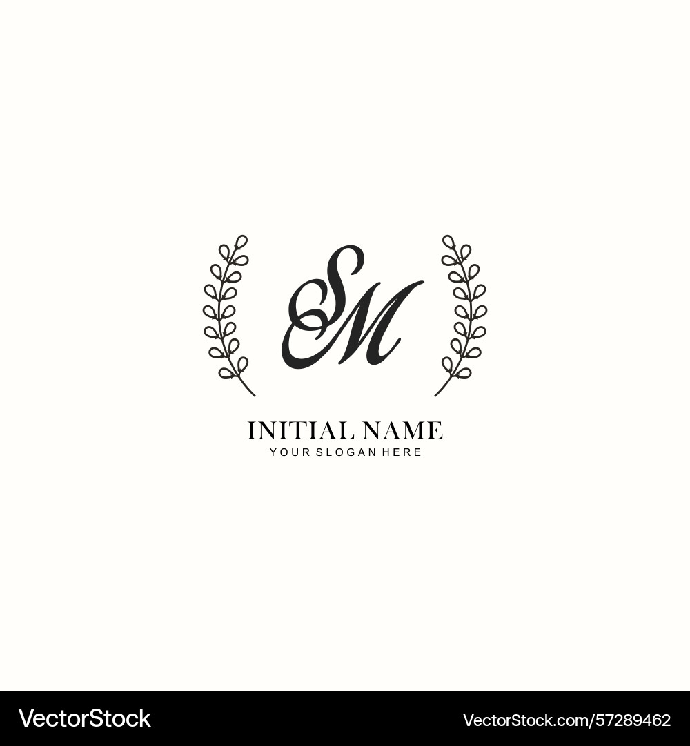Sm initial logo templates with botanical elements Vector Image