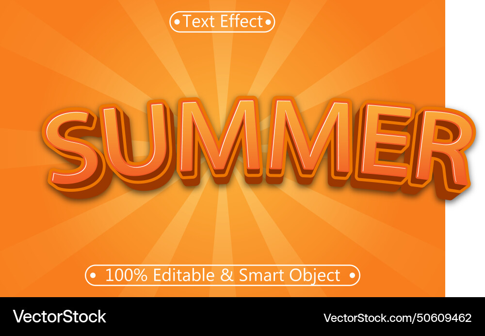 Summer editable text effect 3 dimension emboss vector image