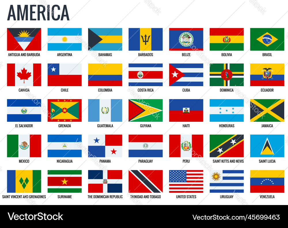 America flags all official national America flags all official national Vector Image