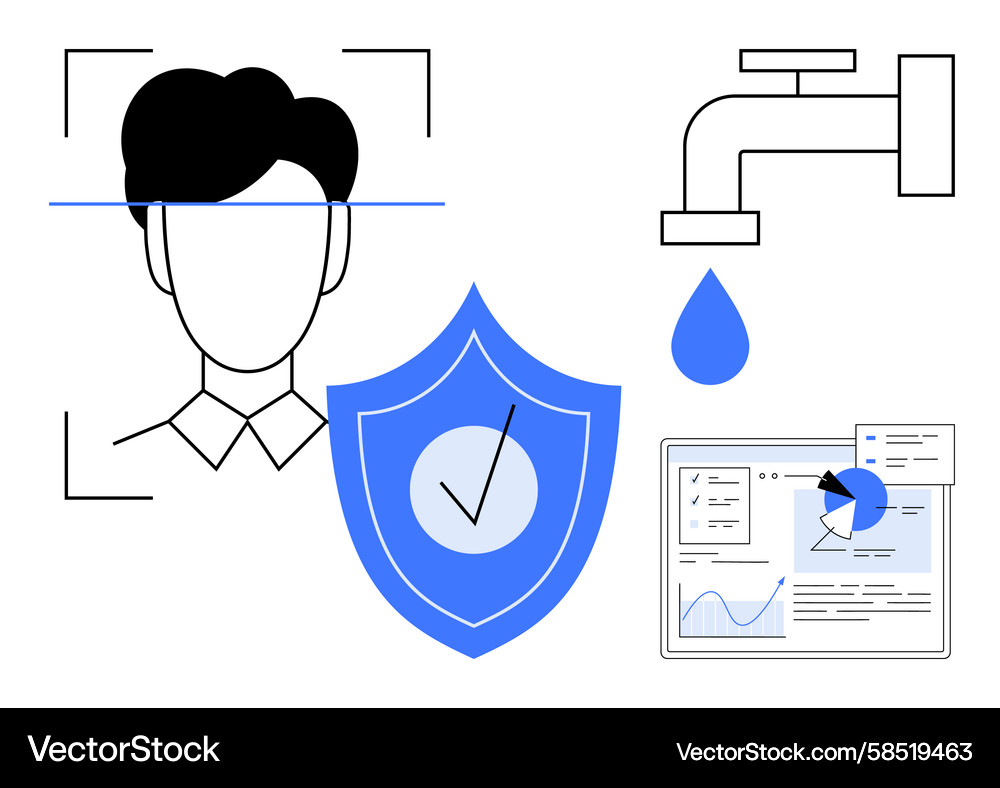 Data Security & Face Recognition Vector Image