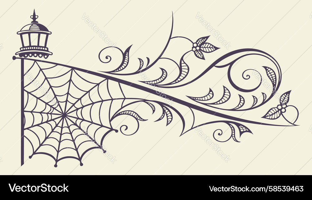 Gothic Spiderweb Scroll Vector Image