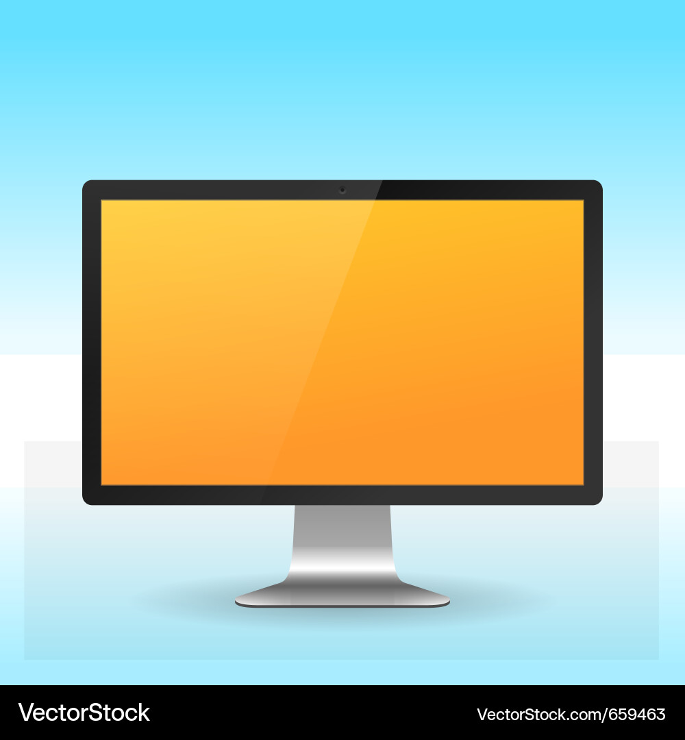 Moderne LCD-Monitor auf blauem Hintergrund Vektorbild