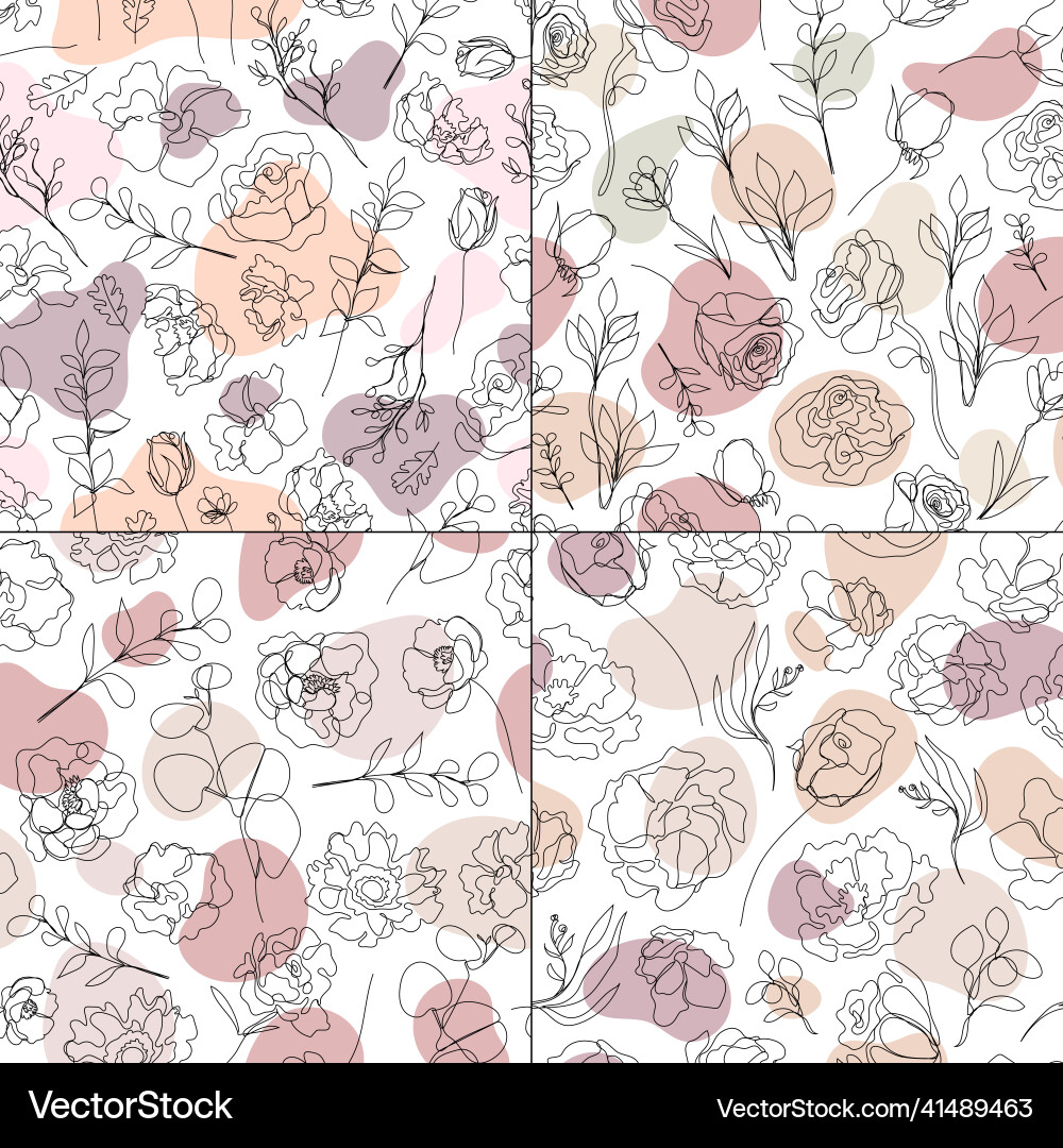 Set of seamless hand drawn patterns single vector image