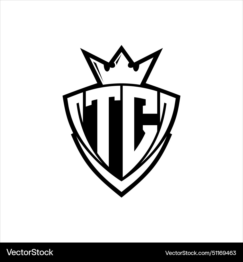 Tc letter logo with sharp triangle shield shape Tc letter logo with sharp triangle shield shape Vector Image