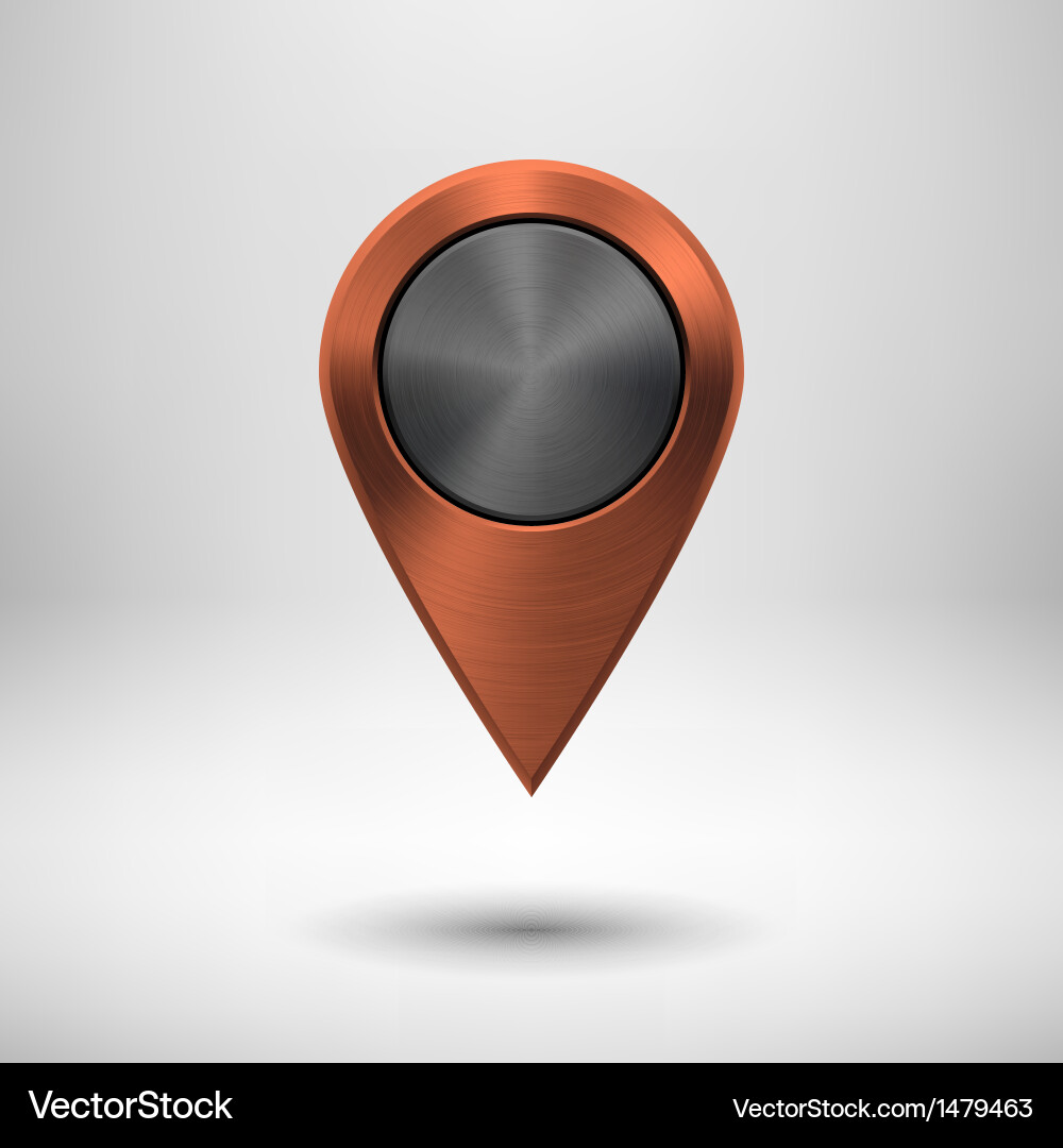 Technology pointer button with bronze metal vector image