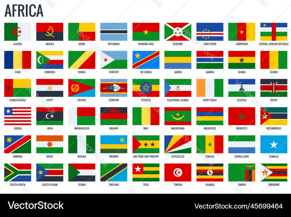 Africa flags all official national Africa flags all official national vector image
