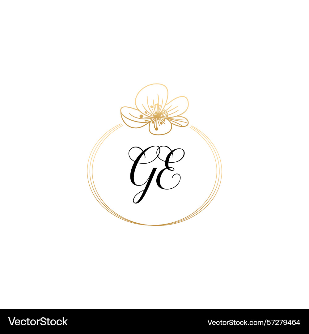 Botanical monogram logos with initial ge Botanical monogram logos with initial ge Vector Image