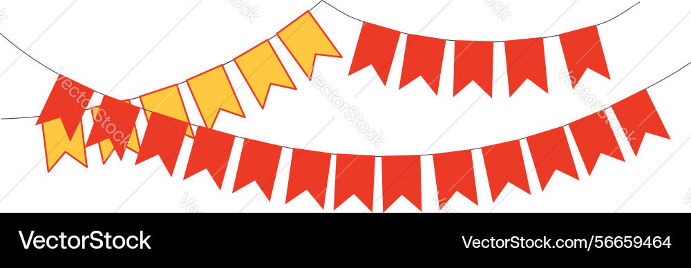 Bunting little flags hanging on string isolated Bunting little flags hanging on string isolated Vector Image