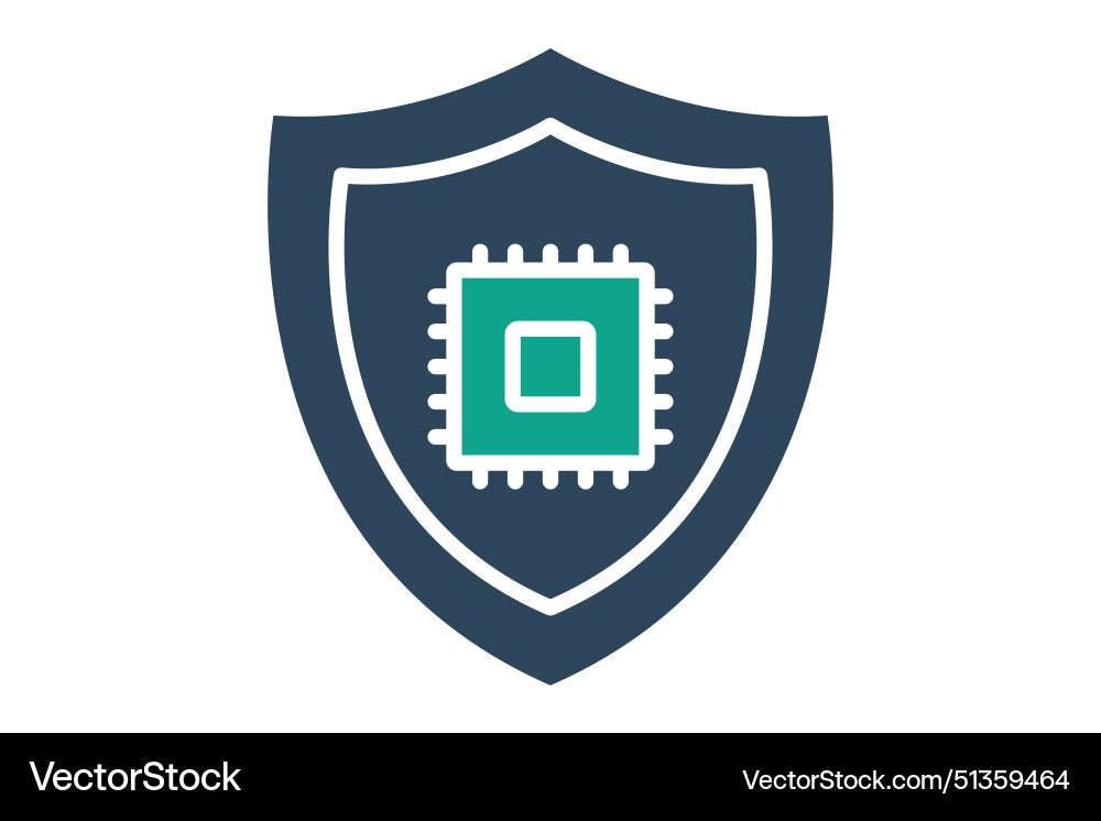 Computer security icon cpu with shield Computer security icon cpu with shield vector image