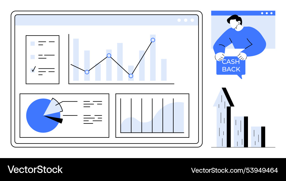 Data analysis with graphs and charts Data analysis with graphs and charts vector image