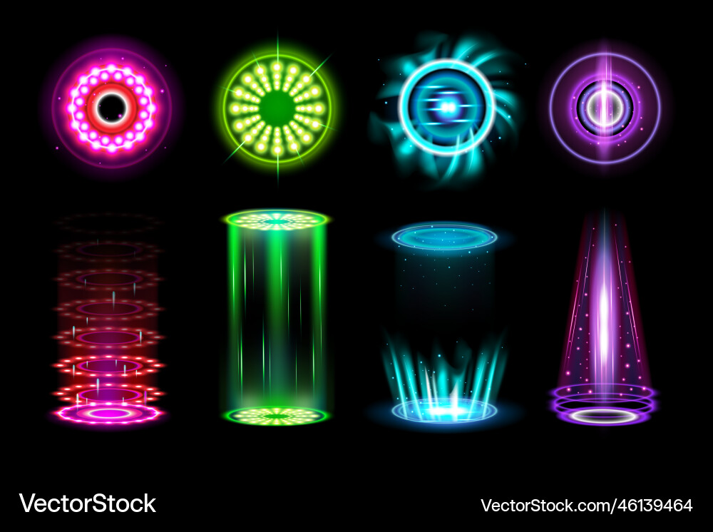 Neon hologram portals set Neon hologram portals set vector image