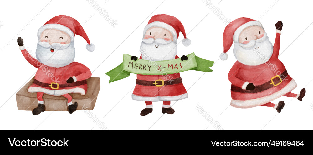 Santa claus christmas theme watercolor paint vector image