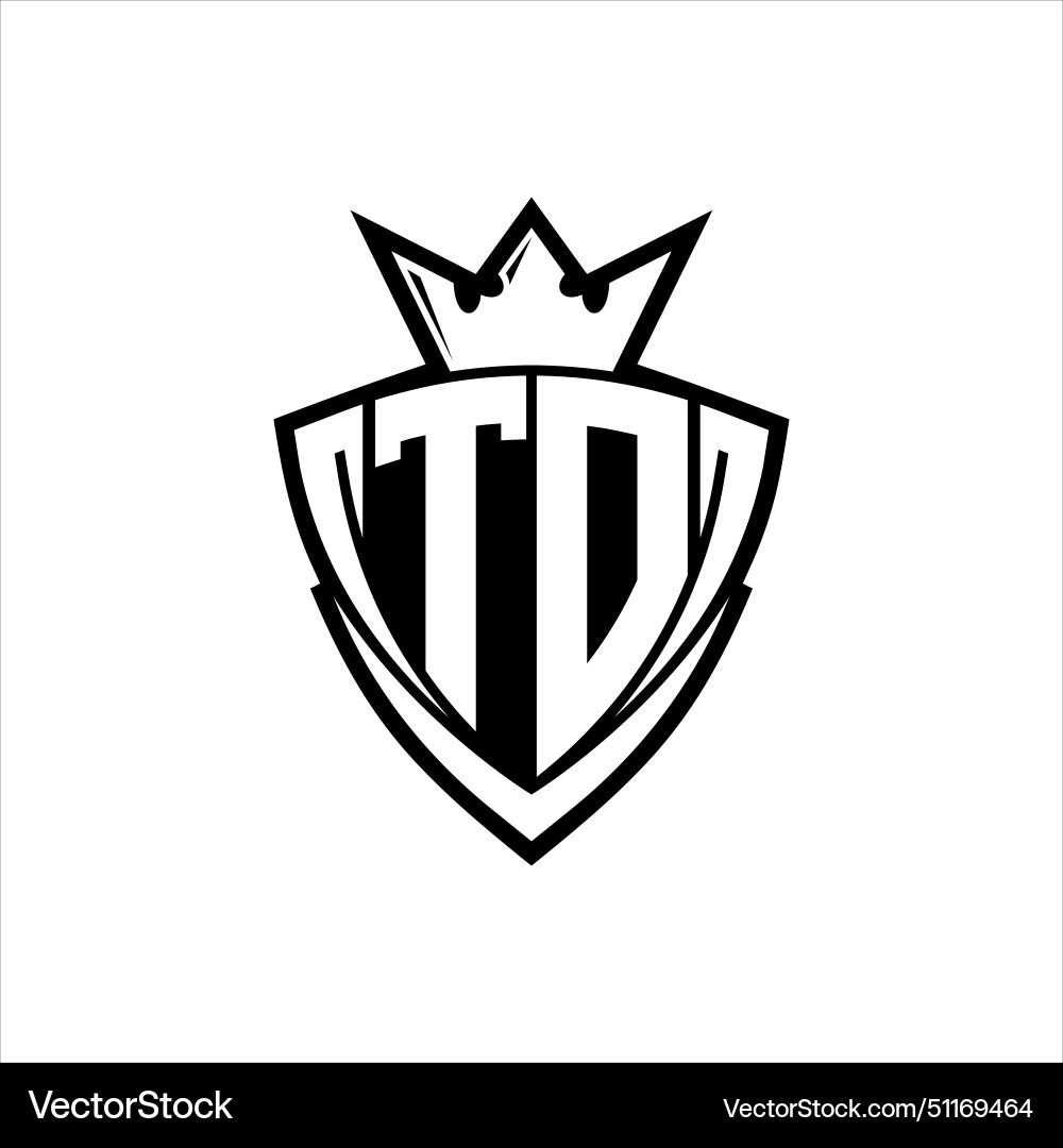Td letter logo with sharp triangle shield shape Td letter logo with sharp triangle shield shape Vector Image