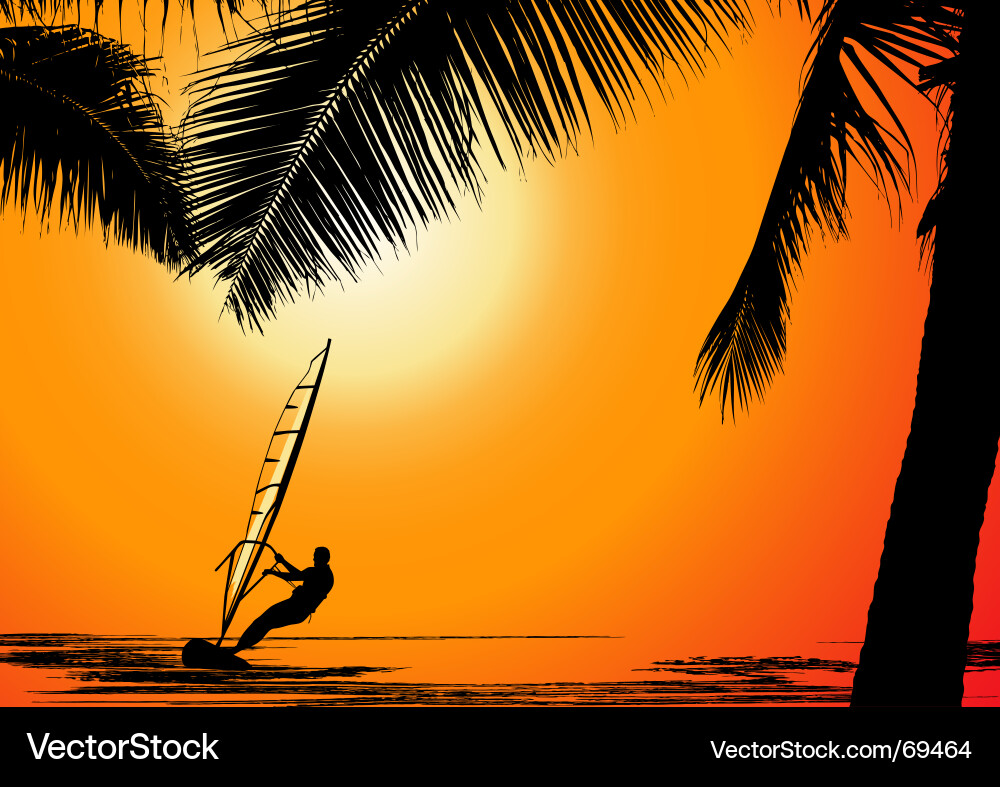 Tropical Beach Sunset Royalty Free Vector Image