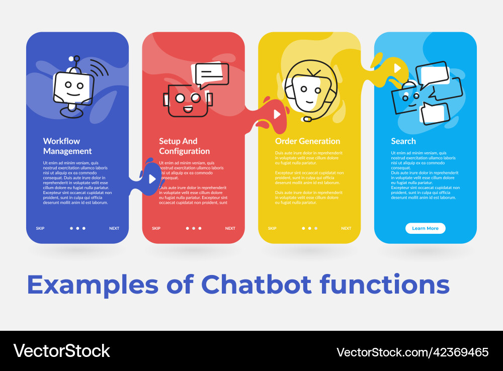 Collection examples of chatbot functions vertical Vector Image