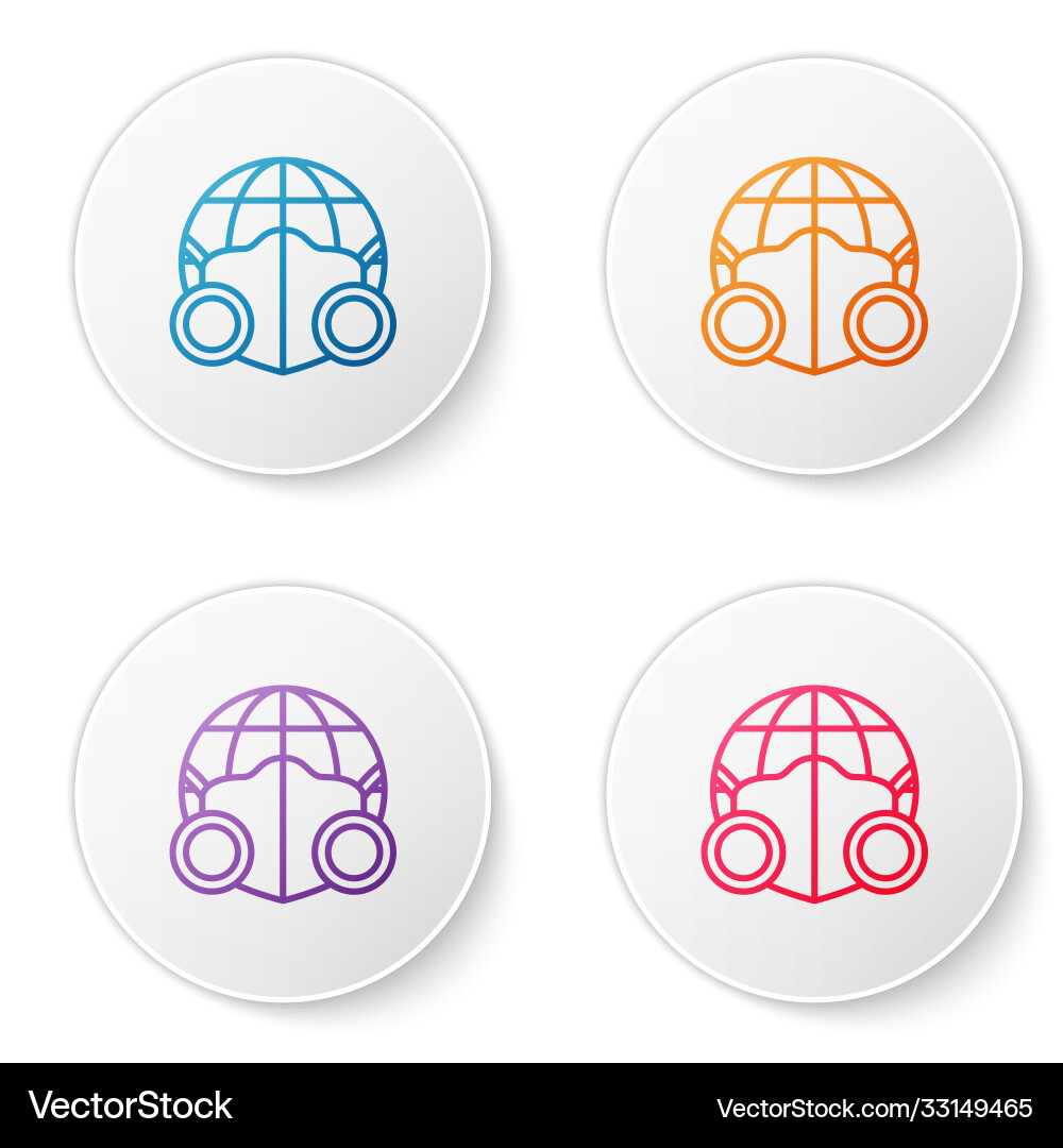 Color line earth globe with medical mask icon vector image