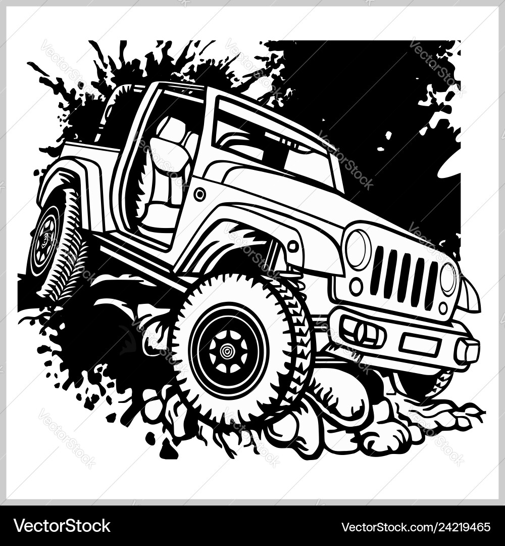 Offroad suv auto monochrome Template für Labels Offroad suv auto monochrome Template für Labels vektorbild