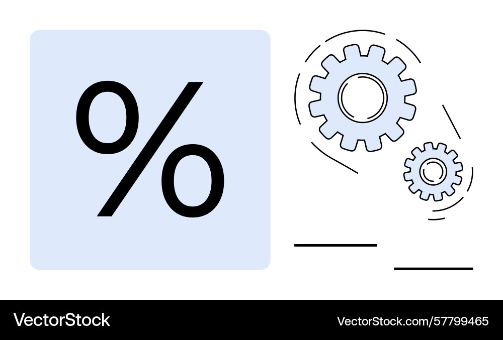 Percentage symbol with gears representing Percentage symbol with gears representing vector image