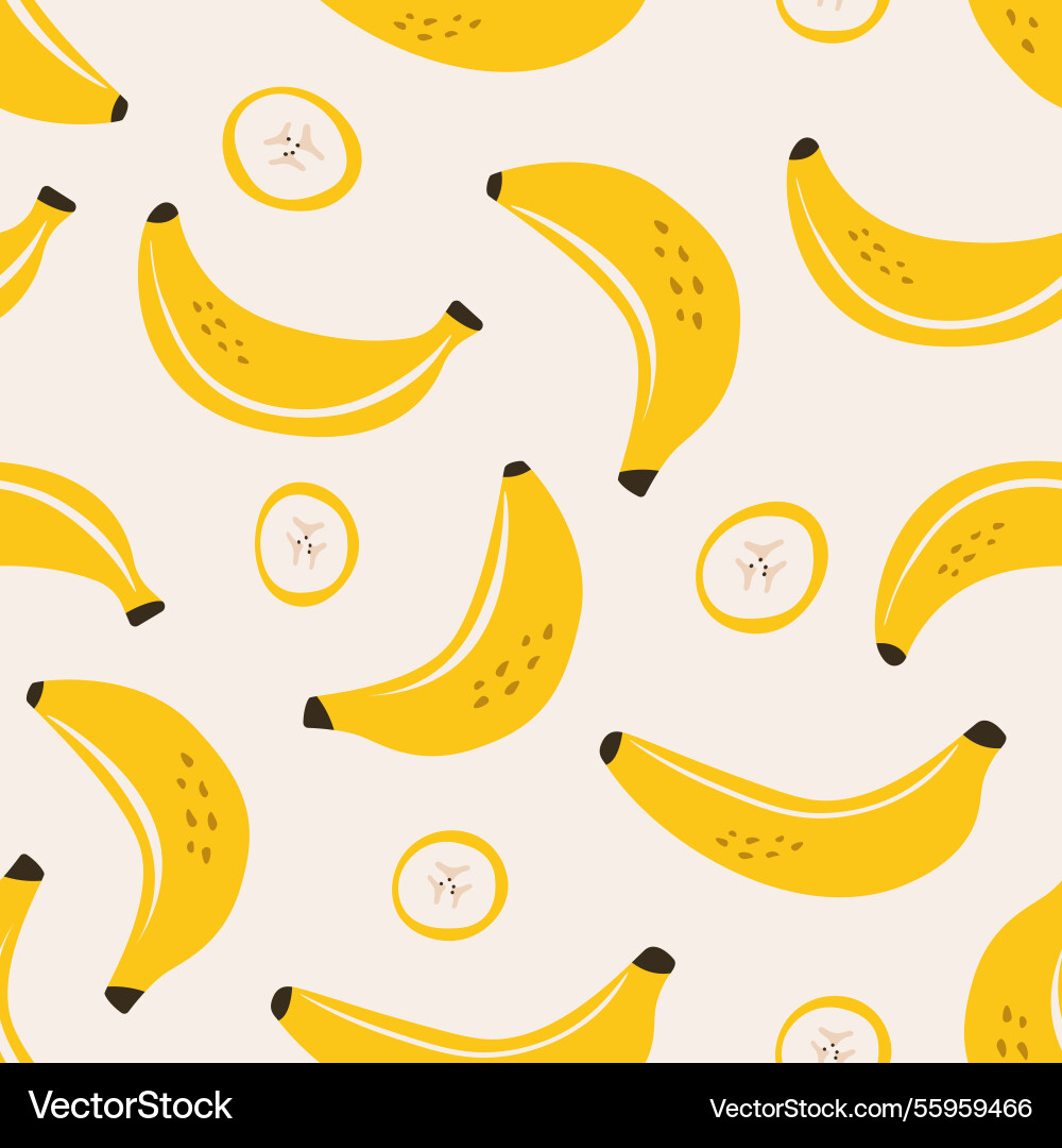 Banana seamless pattern print with bananas slices Vector Image