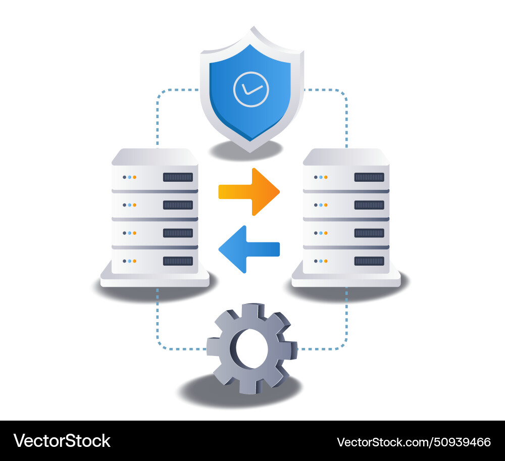 Data transfer security between servers concept Data transfer security between servers concept vector image