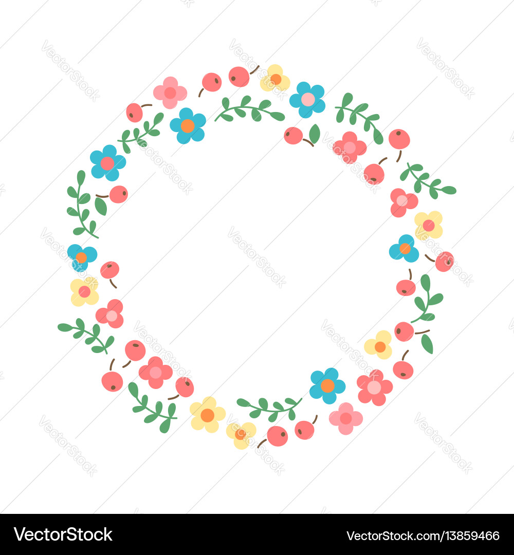 Floral Wreath Frame Vector Image