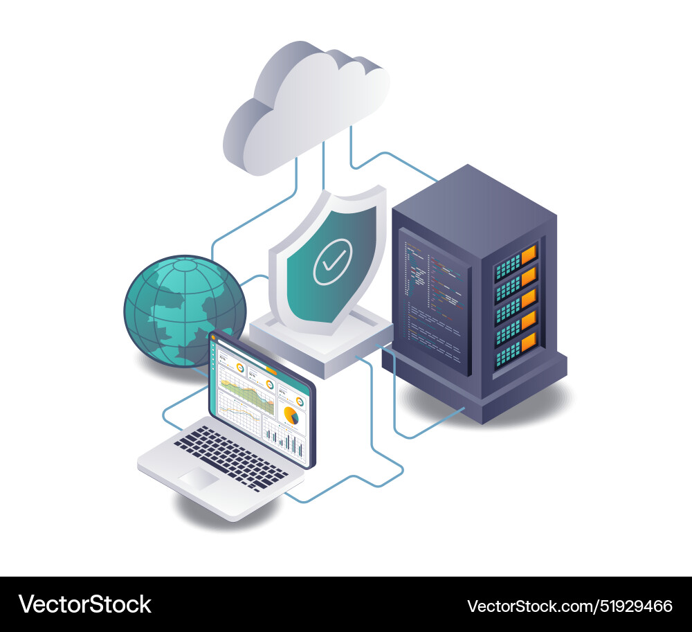 Global database server security analysis Global database server security analysis vector image