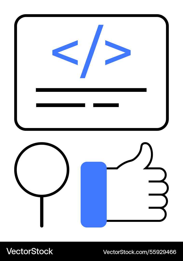 Programming concept with code snippet magnifying vector image