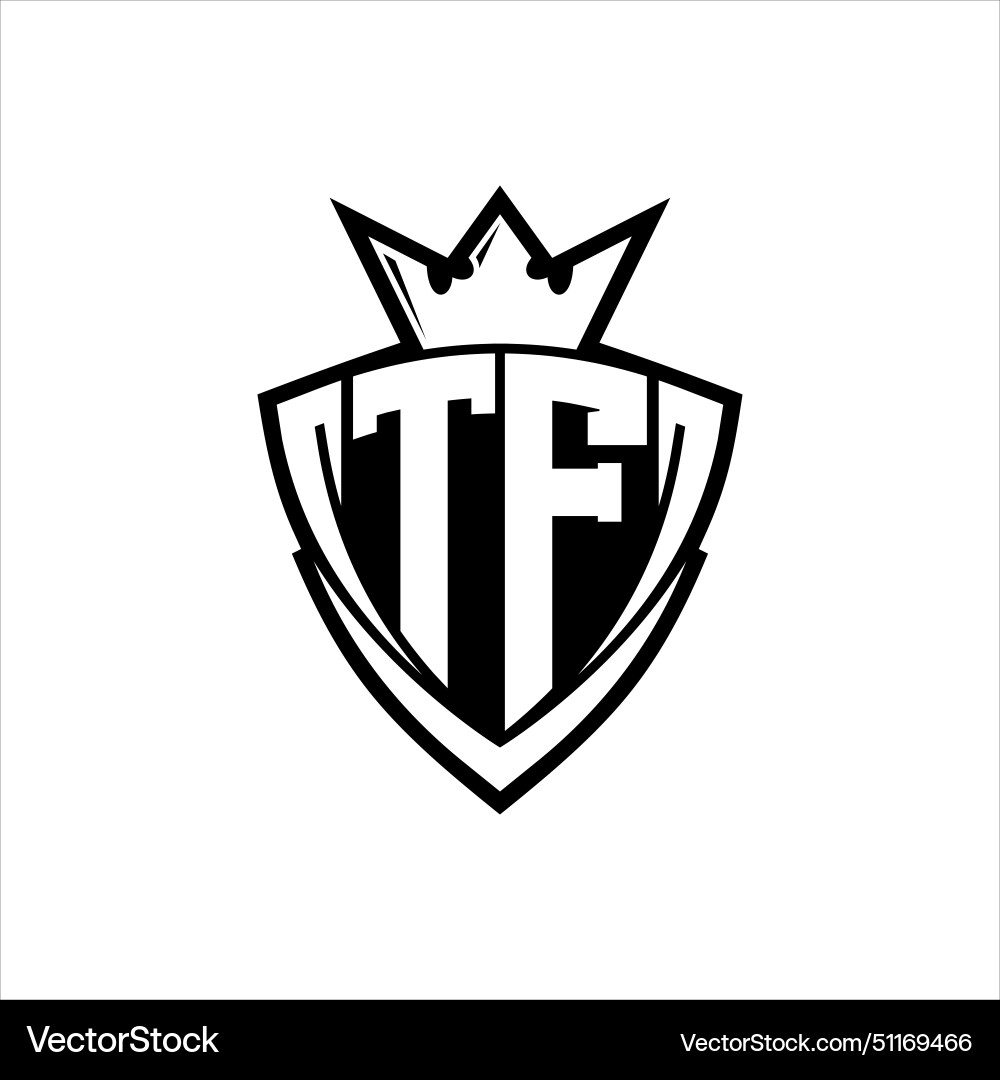 Tf letter logo with sharp triangle shield shape Vector Image