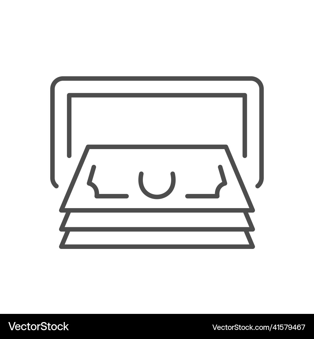 Cash withdrawal line outline icon vector image