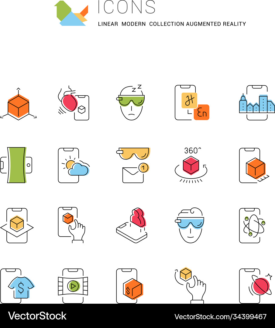 Set line icons augmented reality Set line icons augmented reality vector image