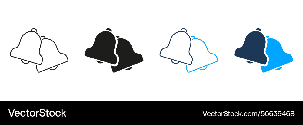 Bell notification line and solid icon set alert Bell notification line and solid icon set alert vector image