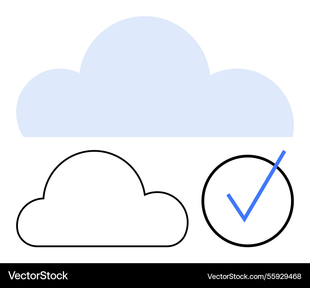 Cloud concepts with verification checkmark Cloud concepts with verification checkmark Vector Image