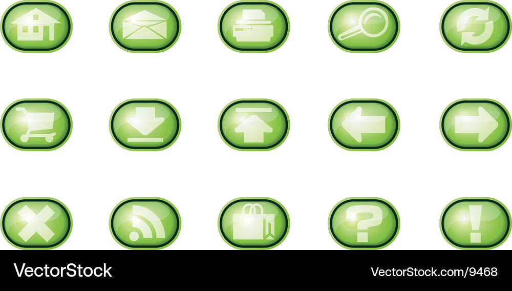 Green Web Icons Collection Vector Image