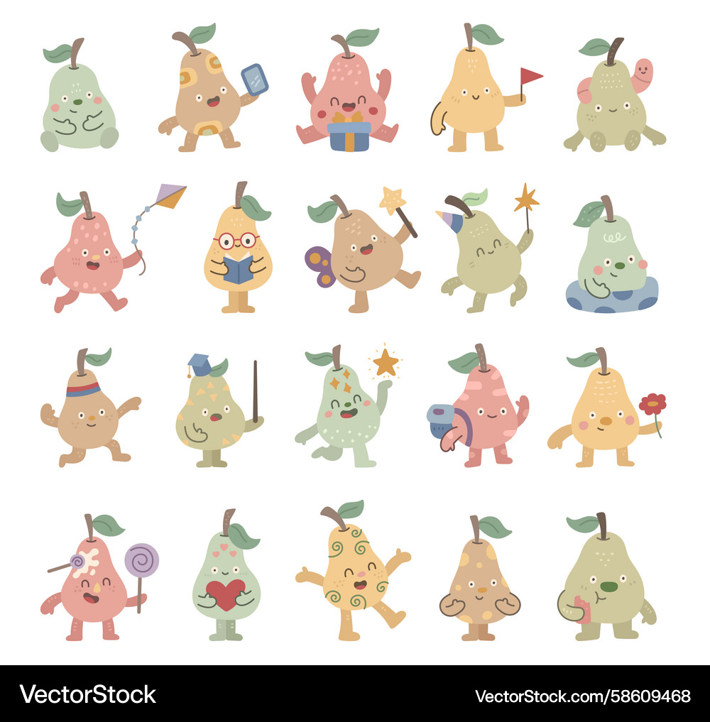 Pear character set in scandinavian Pear character set in scandinavian Vector Image
