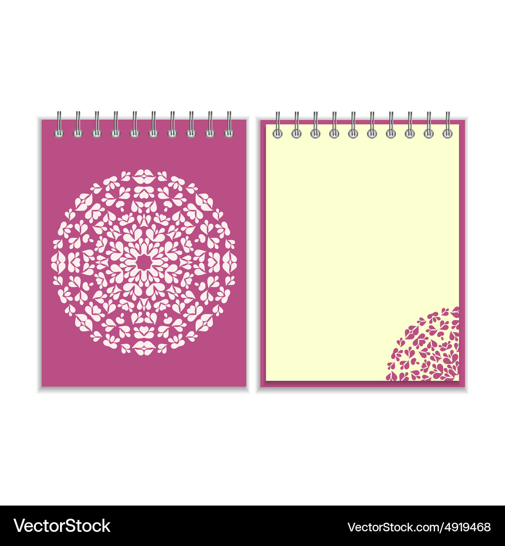 Purple cover notebook with round pattern Vector Image