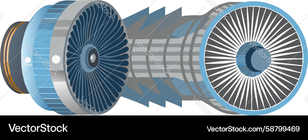 Advanced jet engine with visible internal Vector Image